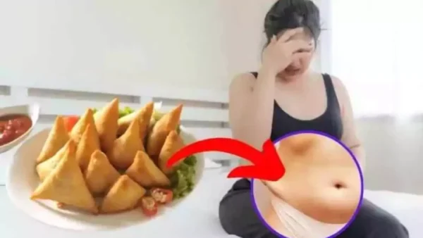 Is It Unhealthy To Eat Samosa Every Day? A plate of samosa and a girl sitting on bed